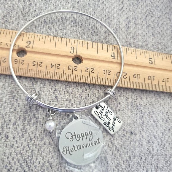 'Happy Retirement' Bracelet with Pearl Bead & "Find Joy in the Journey" Charm - Picture 6 of 8